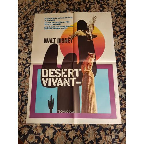 "Désert Vivant" Walt Disney Affiche Cinéma 60x80 Chat Sur Un Cactus