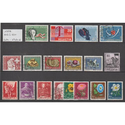 Suisse, 1958, N°603 À 620, Oblitérés.