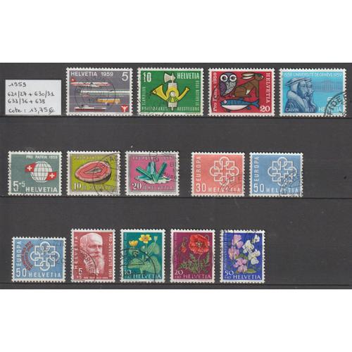 Suisse, 1959, N°621 À 627 + 630 + 631 + 633 À 636 + 638, Oblitérés.