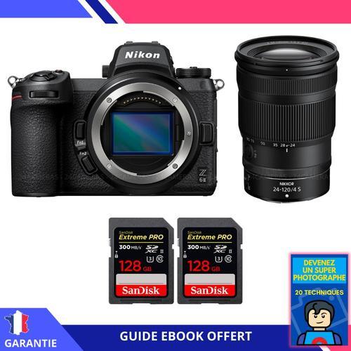 Nikon Z6 II + Z 24-120mm f/4 S + 2 SanDisk 128GB Extreme PRO UHS-II SDXC 300 MB/s + Ebook 'Devenez Un Super Photographe'