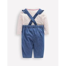 Ensemble Avec Salopette Tissée-Broderie Chambray Bleu