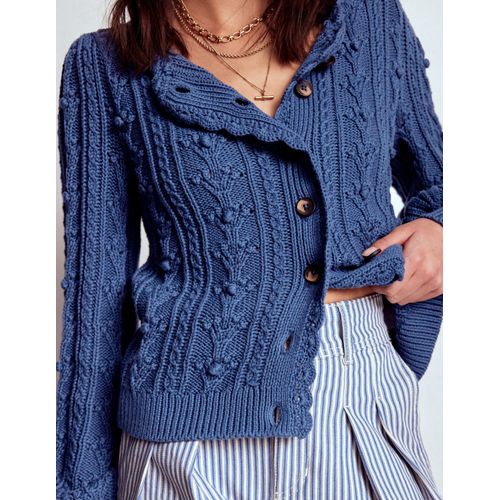 Gilet Texturé En Coton-Bleu Denim