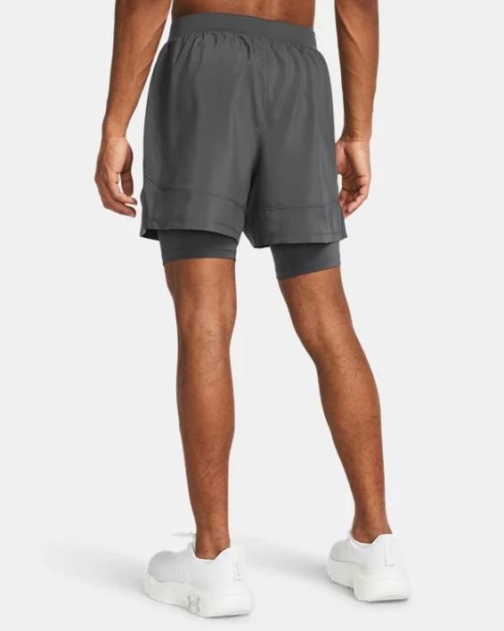 Short 2-en-1 13 cm Under Armour Launch pour homme Castlerock