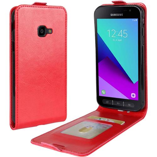 Coque Pour Samsung Galaxy Xcover 4/4s Etui Housse À Rabat En Retro Pu Cuir Flip Leather Case Cover Antichoc Portefeuille Protection Coque Pour Samsung Galaxy Xcover4/4s Rouge