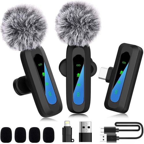 lbgwp60-Microphone De Lavalier Sans Fil Pour Iphone/Ipad/Android, Mini Avec Réduction Du Bruit, Microphone À Revers Pour Enregistrement Vidéo, Vlogging, Tiktok, Youtube