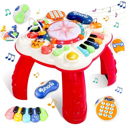 Table Enfant Jouet Jeux Enfant 1 2 3 Ans Instrument de Musique Bébé avec Lumières et Musique Jeux Educatif 1 an à Offrir Cadeau Garçon Fille