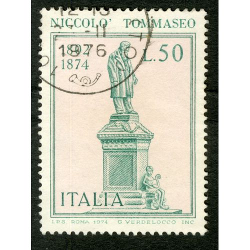 Timbre Oblitéré Italia, Niccolo Tommaseo 1802-1874, L.50, 1974