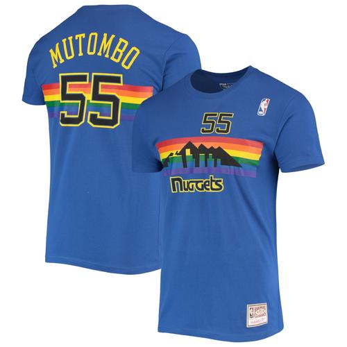 T-Shirt Avec Nom Et Numéro Mitchell & Ness Dikembe Mutombo Royal Denver Nuggets Hardwood Classics Pour Homme