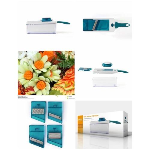 Mandoline 4 Lames Avec Coupe Ajustable Avec Molette De Réglage Acier Inoxydable Antidérapante