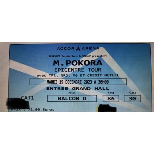 2 Billets Concert Matt Pokora 19/12
