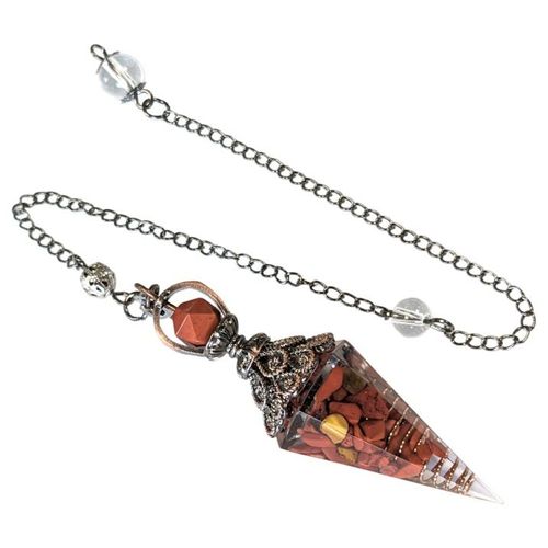 Pendule Orgonite Jaspe Rouge 6 Faces