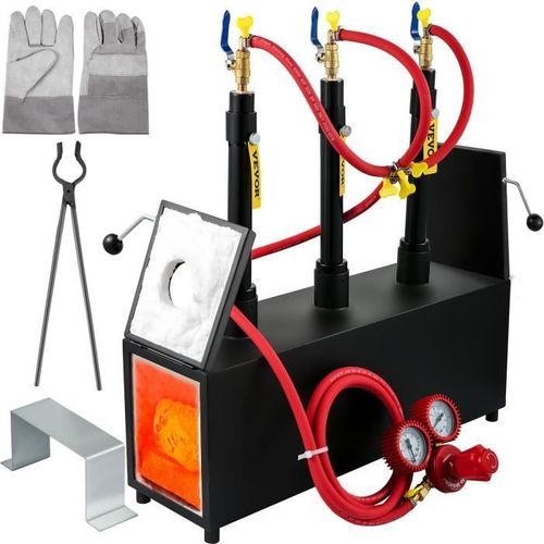 Forge à gaz propane - VEVOR - Four de Fusion Forge 15 L avec Trois Brûleurs 2 Portes