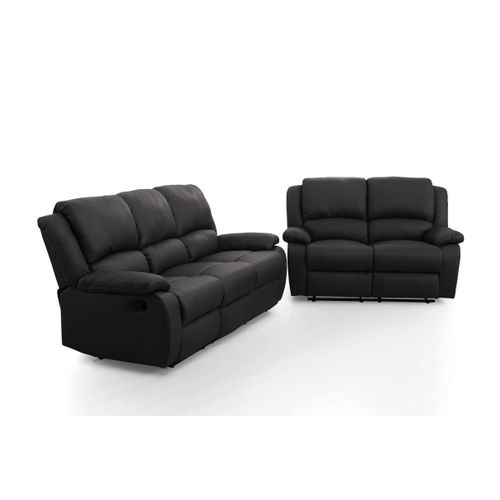 Relaxxo - Ensemble Canapés Relax Manuels Leo 3 + 2 Places En Simili - Noir