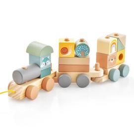 Déco de Noël Petit Train avec 4 Wagons en Bois L 44.5 cm