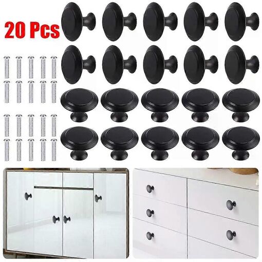 20Pcs Boutons De Porte Ronds Poignées D'armoire Armoire Tiroir Cuis...
