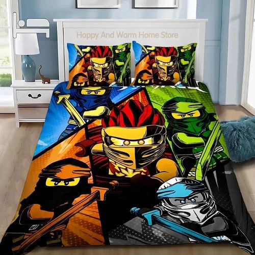 Parure De Lit Avec Housse De Couette Et Imprime Numérique 3d De Dessin Anime N-Ninjago, L-Legoes, Cadeau Idéal Pour Jeunes Enfants Et Filles