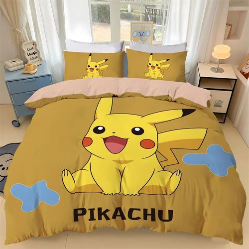 Parure De Lit Imprimee En 3d P-Pokemon, Housse De Couette Et Taie D'oreiller, Motif Dessin Anime P-Pikachu Gengar, 2 Ou 3 Pieces, Pour Enfants, Cadeau Idéal Pour La Famille