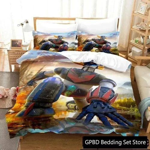 Parure De Lit De Luxe Goldorak Avec Housse De Couette Et Taie D'oreiller, Impression 3d, Pour Garcon S Et Adultes