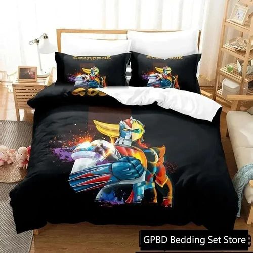 Parure De Lit De Luxe Goldorak Avec Housse De Couette Et Taie D'oreiller, Impression 3d, Pour Garcon S Et Adultes