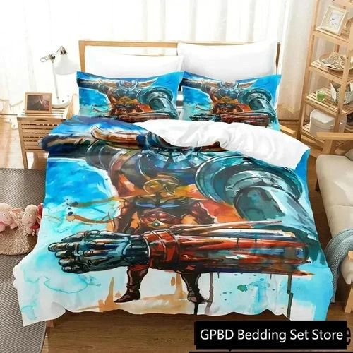 Parure De Lit De Luxe Goldorak Avec Housse De Couette Et Taie D'oreiller, Impression 3d, Pour Garcon S Et Adultes