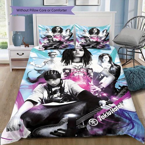 Parure De Lit Sur Le Theme De Tokyo Hotel, Comprenant Une Housse De Couette Et Deux Taies D'oreiller, Ideal Pour Décorer Une Chambre. Ideal Pour Noël, Halloween Ou Pour Un Annivers