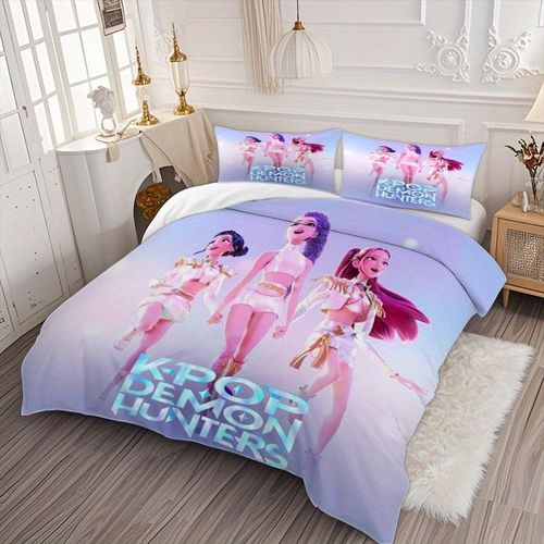 Parure De Lit 3 Pieces Kpop Demon Hunters - Housse De Couette Douce Et Confortable, Ideal Pour La Chambre À Coucher Et La Chambre D'amis. 1 Housse De Couette + 2 Taies D'oreiller.