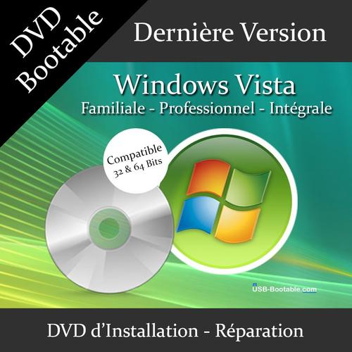 DVD Bootable Windows Vista Familiale/Professionnel/Intégrale + Guide PDF d'utilisation - Installation/Réparation/Mise à niveau - Compatible tout PC - Dernière version officielle