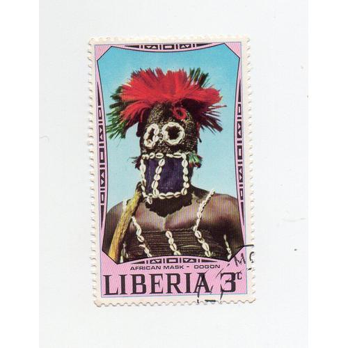 Libéria- 1 Timbre Oblitéré- Masque Africain