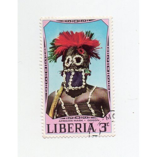 Libéria- 1 Timbre Oblitéré- Masque Africain