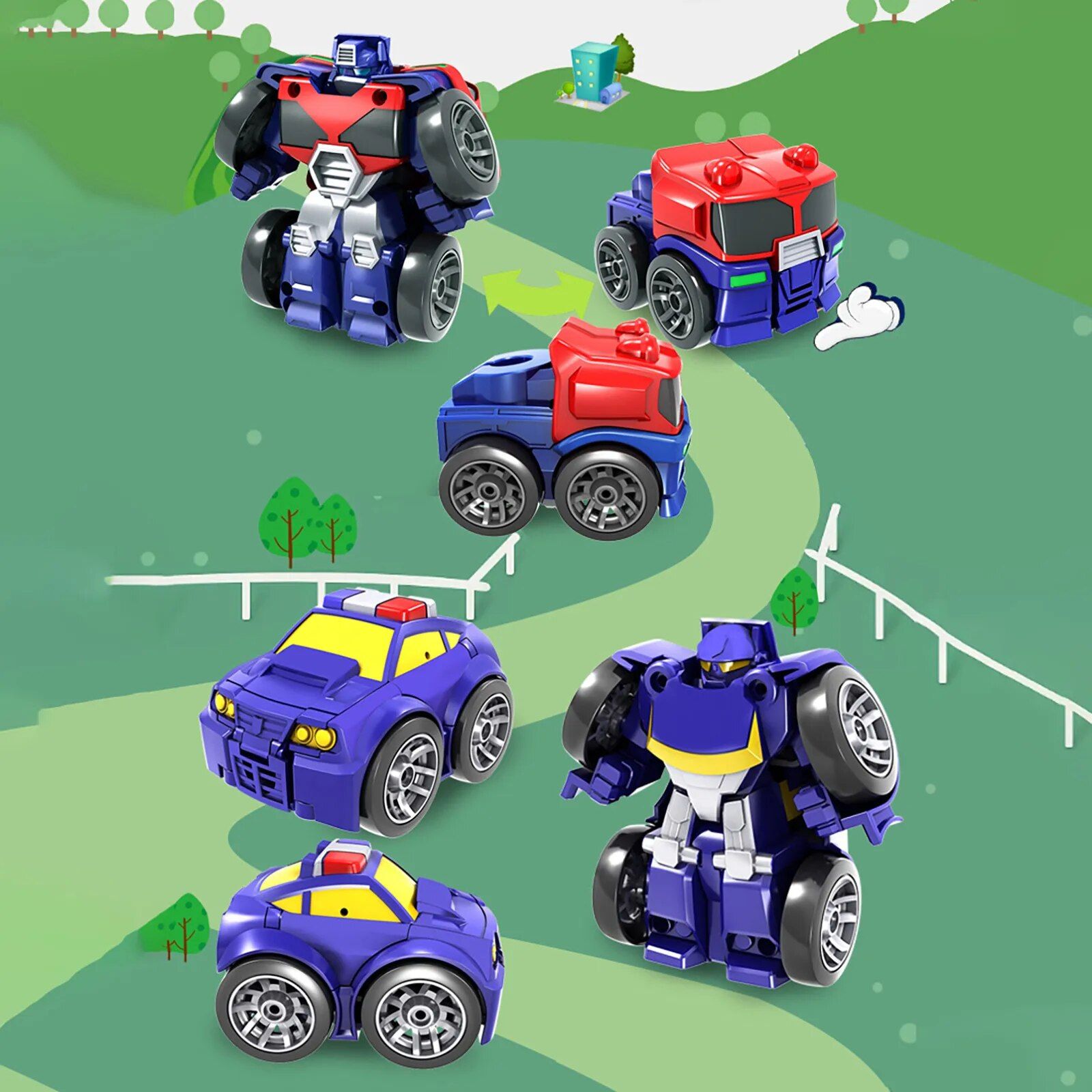 Bleu Ciel - Transforme Les Vhicules De Construction Robot - 5