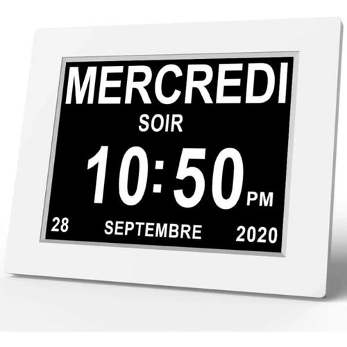 Cadre photo cadeau numérique 8 pouces LCD horloge machine calendrier réveil de médecine pour personnes âgées