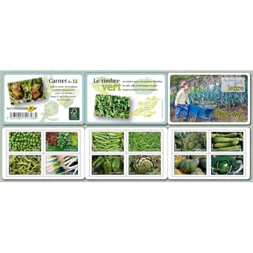 France 2012, Très Belle Bande Carnet Neuve** Luxe, 12 Timbres Auto-Adhésifs 739 À 751, "Des Légumes Pour Une Lettre Verte", Validité Permanente, Collection Ou Affranchissements.
