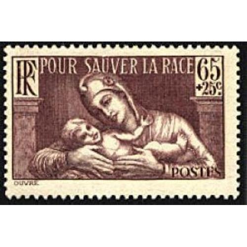 France 1937, Très Beau Timbre Neuf** Luxe Yvert 356, Au Profit De La Société De Prophylaxie Sanitaire Et Morale, "Pour Sauver La Race".