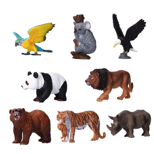 Figurines D'animaux Sauvages En Plastique, 8 Pièces, Ensemble De Jouets D'animaux De La Jungle Avec Tigre Koala Panda Ara, Jouets Éducatifs