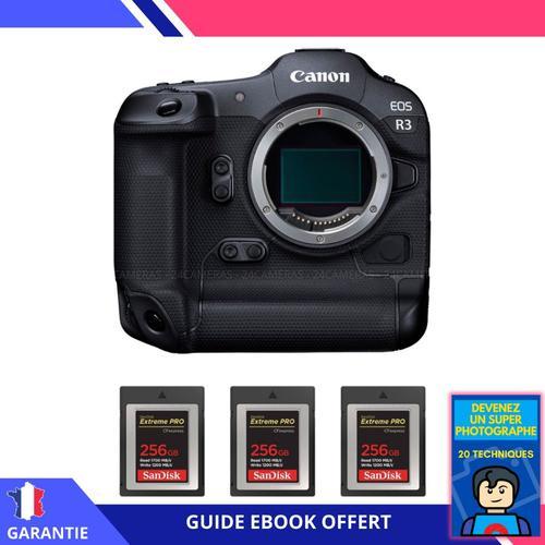 Canon EOS R3 Nu + 3 SanDisk 256GB Extreme PRO CFexpress Type B + Ebook 'Devenez Un Super Photographe'