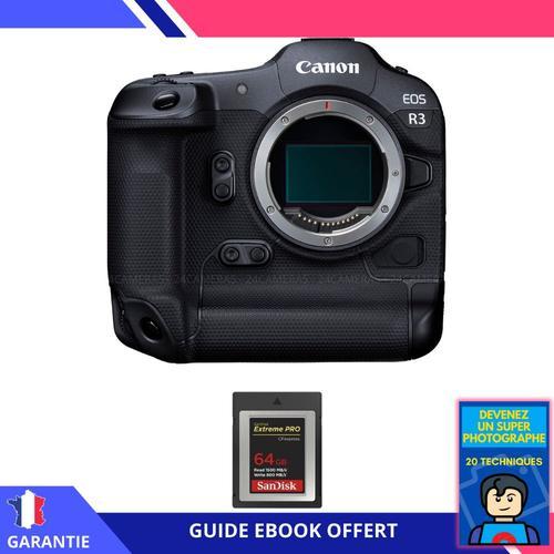 Canon EOS R3 Nu + 1 SanDisk 64GB Extreme PRO CFexpress Type B + Ebook 'Devenez Un Super Photographe'