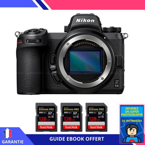 Nikon Z6 II Nu + 3 SanDisk 128GB Extreme PRO UHS-II SDXC 300 MB/s + Ebook 'Devenez Un Super Photographe'