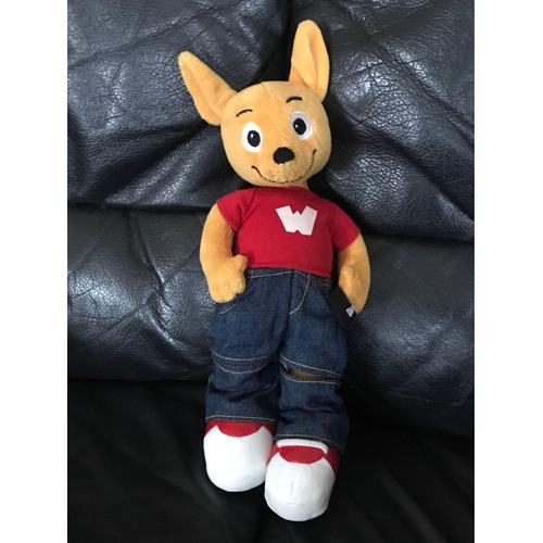 Doudou Peluche Kangourou Haut Rouge Jeans Bleu Walibi 34cm