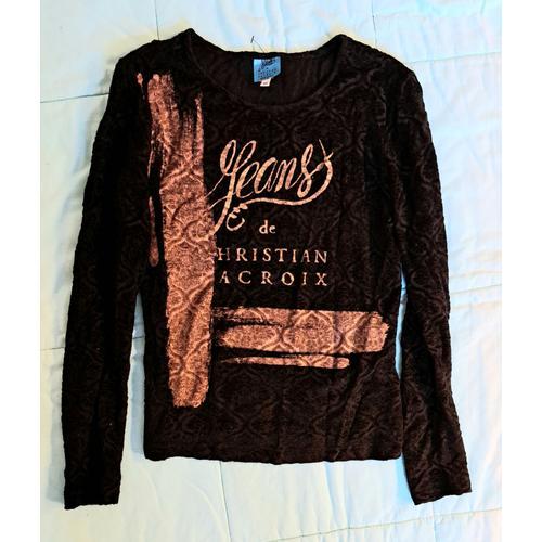 Christian Lacroix Sweat Manche Jeans Longues Noir En Velours Femme Pull Chaud Fin M 38 Top Tendance Élegant Tendance Chic Fête - Envoi Très Rapide Et Soigne.