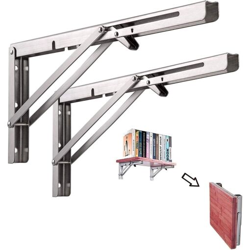 Support pliable, 2 supports d'étagère pliables en acier inoxydable,...