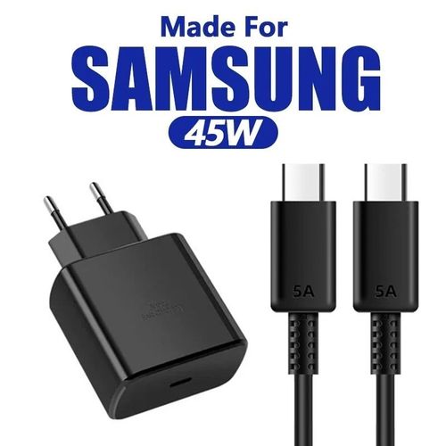 5a 45w Pd Usb-C Chargeur Rapide Pour Samsung S22 S23 S24 Note 20 A14 A15 A25 A52 A53 A54 Type C Super Charge Rapide Cble 1m 1.5m 2m - Type 2m Cable-Eu Plug And Cable