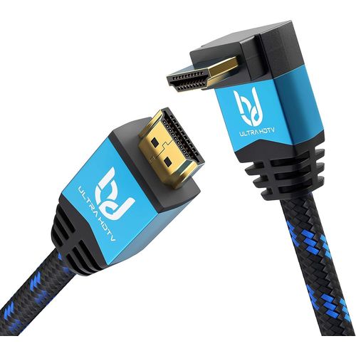 5M Cble Hdmi 2.0B 4K 60Hz, Coud 90 Degrs Cordon, Ultra Hd High Speed 18Gbps Par Ethernet, Supporte Hdr, 3D, Arc, Ps4, Xbox, Projecteur, Lecteur Blu-Ray[GBP6270741]