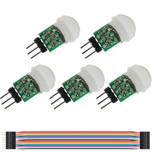 5PACK IR Capteur Humain AM312 Mini Module de Dtecteur HC-SR312 Dtecteur Automatique de Mouvement PIR Infrarouge Pyrolectrique DC 2.7  12V pour Arduino 2 A1U2 avec Fil Dupont