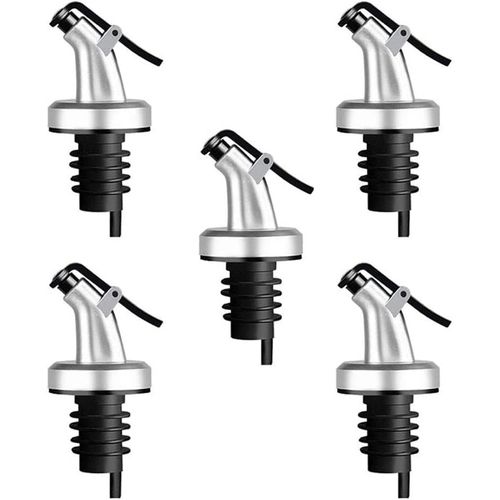 5pcs Bec Verseur Bouchon Alcool Bouteille Becs Verseur Huile D'olive Avec Bouchon En Caoutchouc Distributeur De Bec De Vin Bouchon Doseur Argent