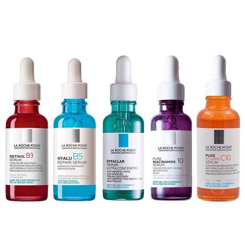 5pcs Ensemble - Produits De Soins De La Peau La Roche Posay, Effaclar, Niacinamide 10, Rtinol V1./ Vitaminc10, Hyalu B5, Srum 30ml, Vieillissement, Acn, Soins De La Peau