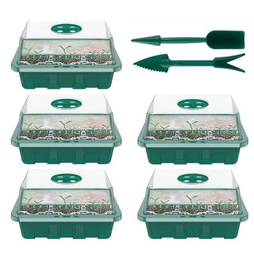 5pcs Kit De Propagation De Semis De Mini Serre Avec D'outils  Main - Pour Dmarrage Et Croissance Semence (60 Cellules) - Vert