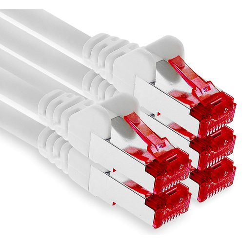 5x 1m cble patch CAT6 S/FTP blindage PIMF cble rseau CAT.6 RJ45 cble Ethernet routeur LAN DSL commutateur modem panneau de brassage - blanc