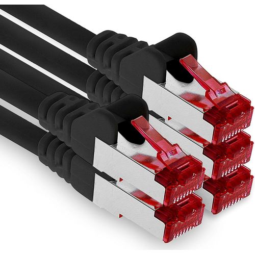 5x 1m cble patch CAT6 S/FTP blindage PIMF cble rseau CAT.6 RJ45 cble Ethernet routeur LAN DSL commutateur modem panneau de brassage-noir-5 pices