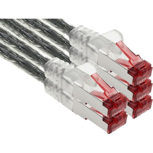 5x 1m cble patch CAT6 S/FTP PIMF blindage CAT.6 cble rseau RJ45 cble Ethernet DSL LAN routeur commutateur modem panneau de brassage-transparent-5 pices