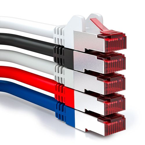 5x 2m Cble Patch CAT6 PIMF S/FTP un Blindage CAT-6 RJ45 Cble Rseau Cble Ethernet LAN DSL Routeur Modem Point D'Accs Patch Panels - Multicolore